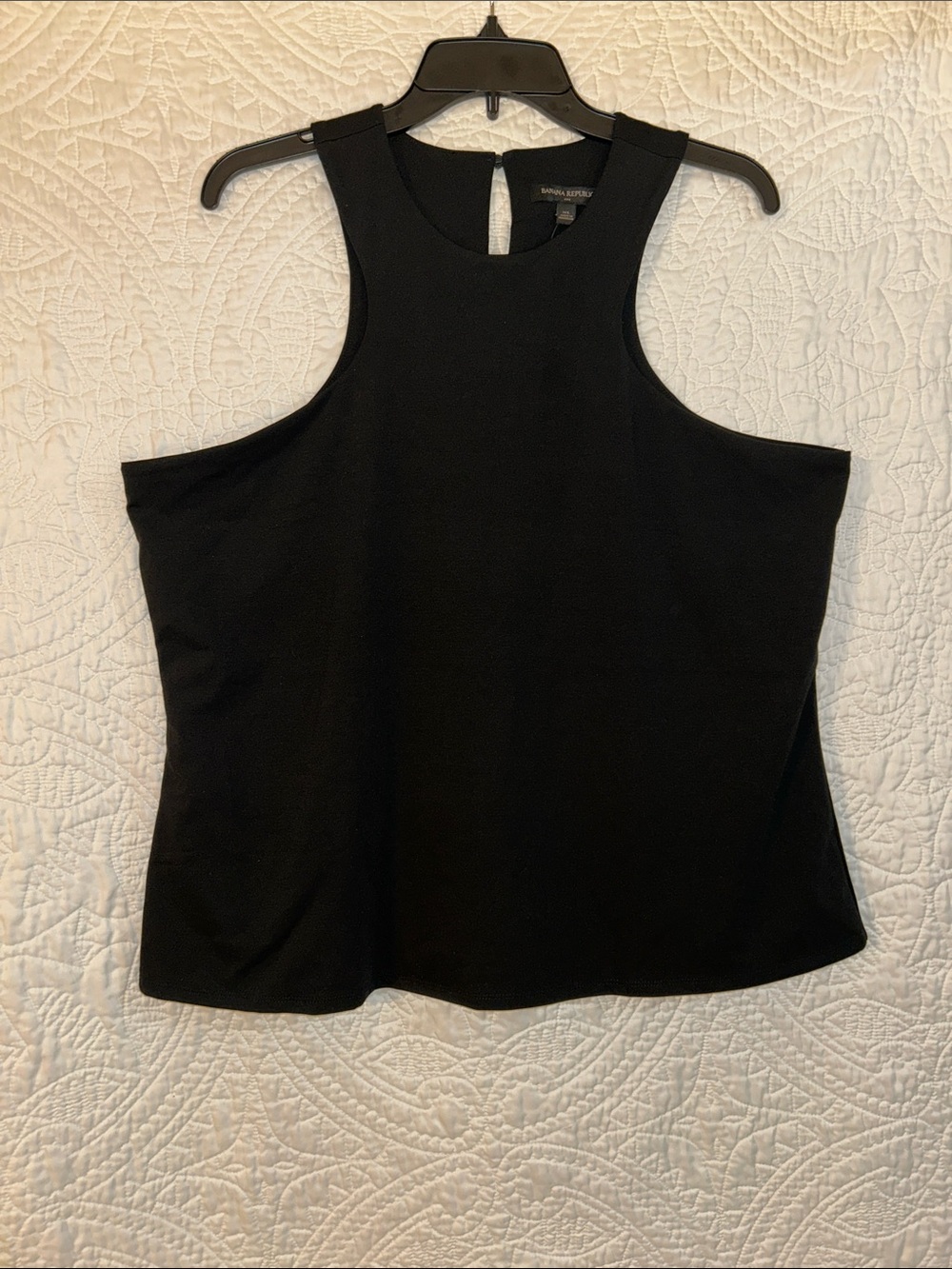 Banana Republic Black Cutout-Sleeve High-Neck Tank